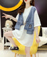 Denim patchwork cardigan